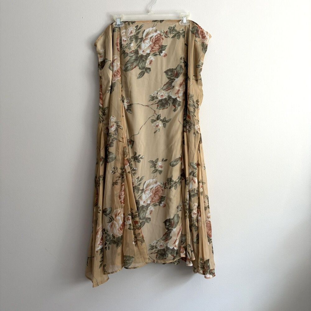 Soft Surroundings Tan Floral Long Maxi Skirt Size 2X Festival Boho Whimsical
